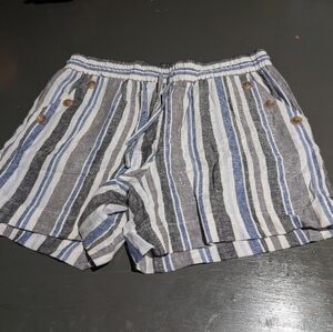 Marissa Olivia Striped Button-Accent Shorts With Pockets Size Large